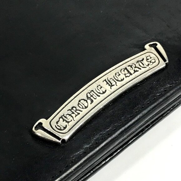 CHROME HEARTS Single Fold LNG SNGL FLD TIPS 2-fold Long Wallet Black/Silver - Picture 4 of 16